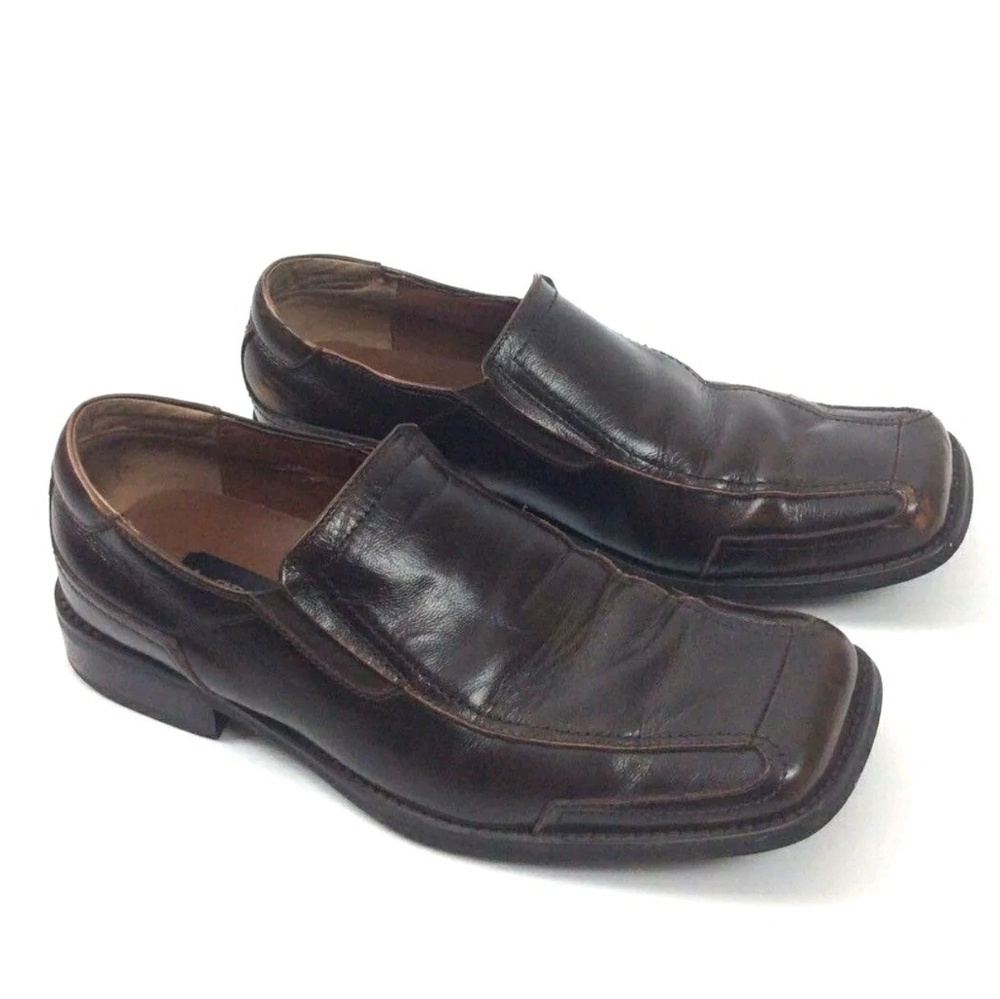 A Cellini Loafers Size 11 Brown Leather Square Toe